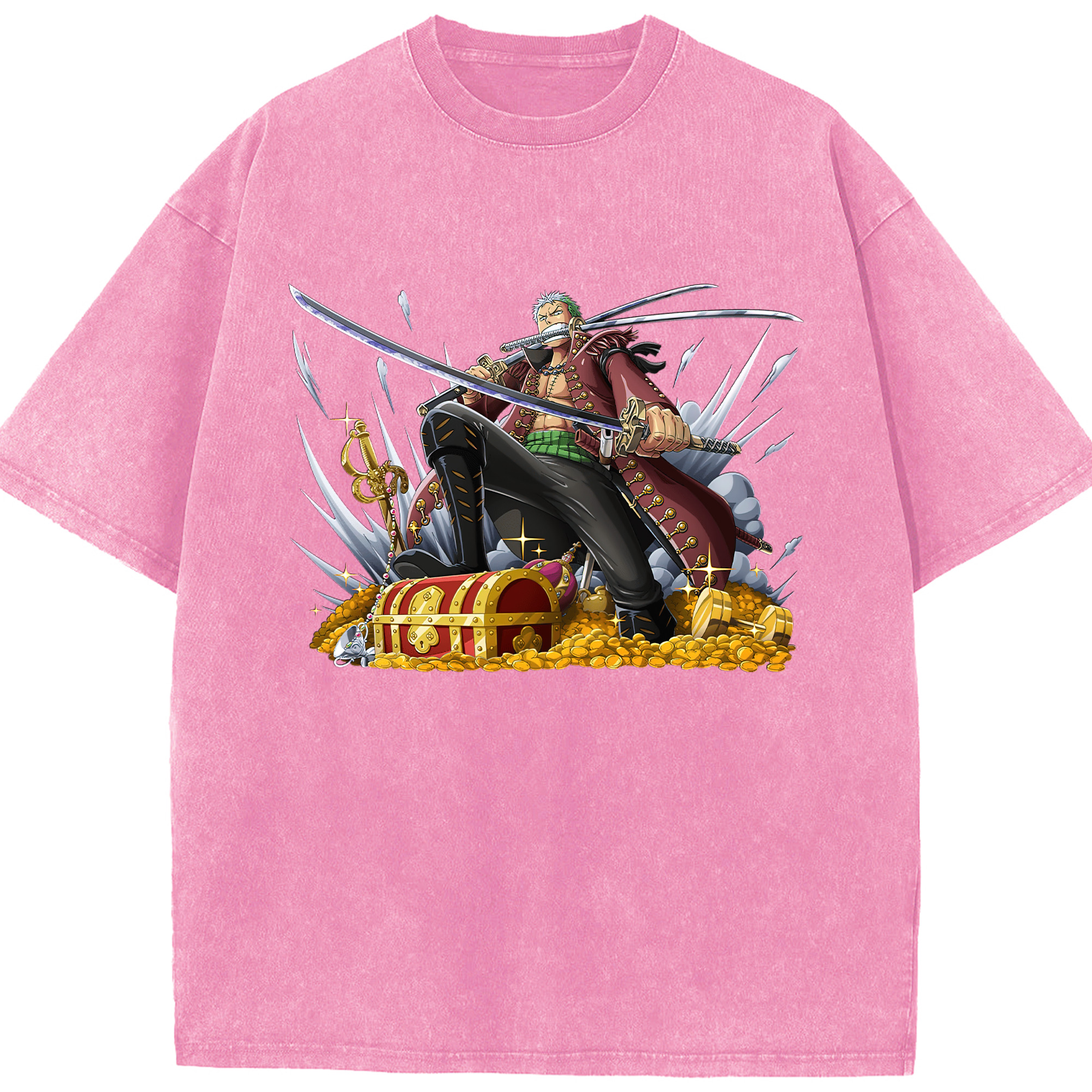 ワンピース ロロノア・ゾロ ONE PIECE Roronoa Zoro 綿100% ヴィンテージ風 半袖Tシャツ（フロントプリント）